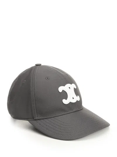 Celine Triomphe Logo Baseball Cap In Gray