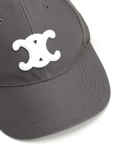 Celine Triomphe Logo Baseball Cap In Gray