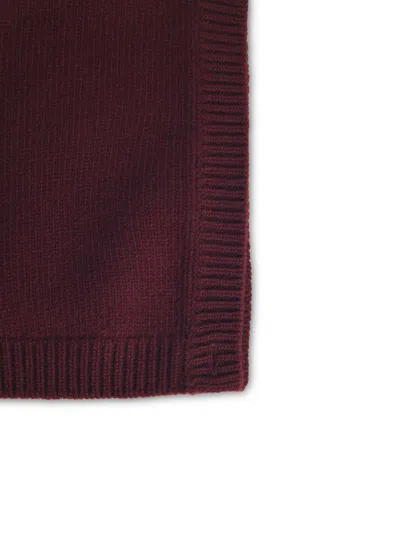 Maison Margiela Virgin Wool Hood Button Detail Knit In Burgundy