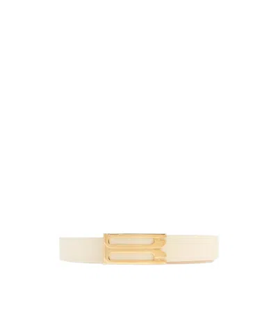 Victoria Beckham Frame Leather Belt Adjustable Smooth Finish In Neutral