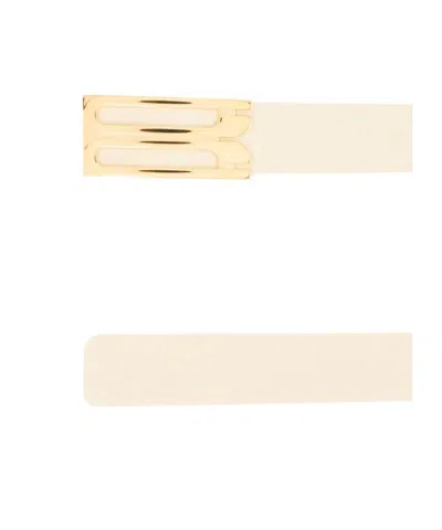 Victoria Beckham Frame Leather Belt Adjustable Smooth Finish In Neutral