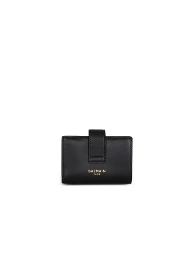 Balmain Padlock Leather Wallet In Black