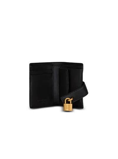 Balmain Padlock Leather Wallet In Black