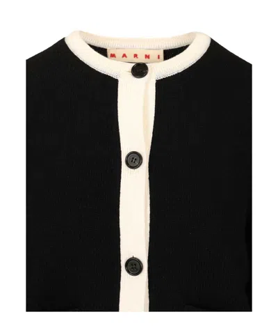 Marni Logo Patch Kntted Cardigan In Black