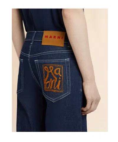 Marni Stretch Denim Wide-leg Jeans In Blue