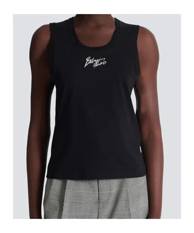 Balmain Logo-print Tank Top In Black