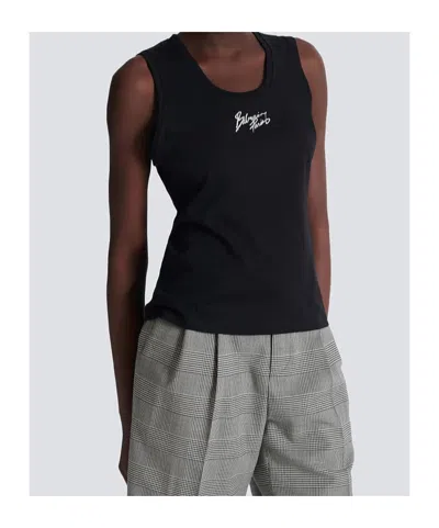 Balmain Logo-print Tank Top In Black