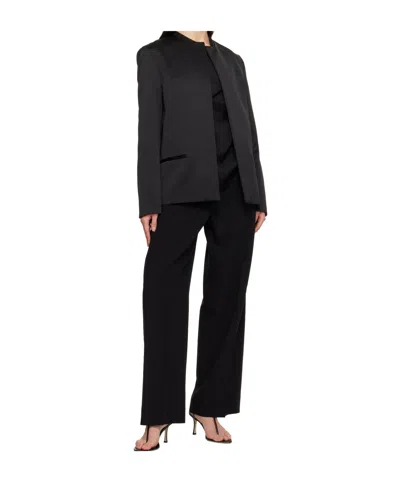 Totême Wide-leg Casual Pants With Belt Loops In Black