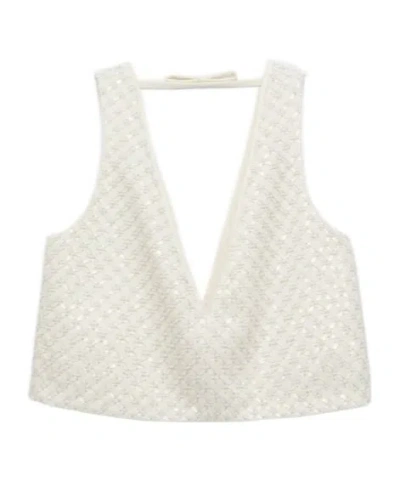 Dorothee Schumacher Sequin Embellished Crop Top In Duchesse In White