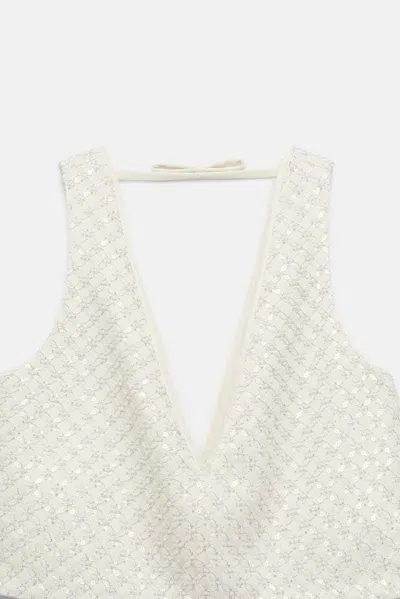 Dorothee Schumacher Sequin Embellished Crop Top In Duchesse In White