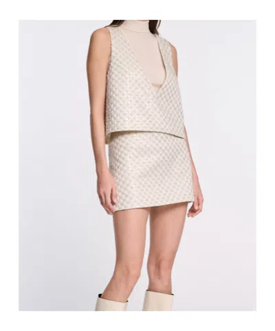 Dorothee Schumacher Sequin Embellished Crop Top In Duchesse In White