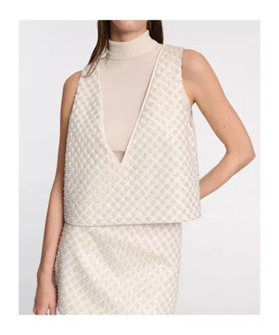 Dorothee Schumacher Sequin Embellished Crop Top In Duchesse In White