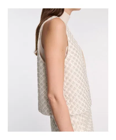 Dorothee Schumacher Sequin Embellished Crop Top In Duchesse In White