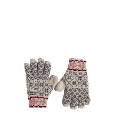 Miu Miu Logo Gloves In Multi