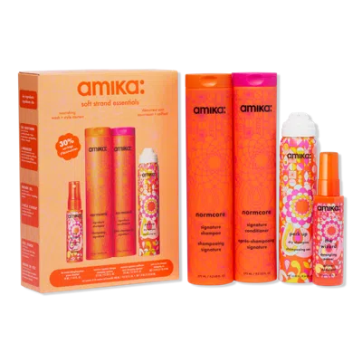 Amika Soft Strand Essentials Nourishing Wash And Style Starters Set In Transparent