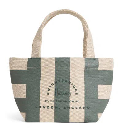 Harrods Mini Children's Striped Tote Bag In Green