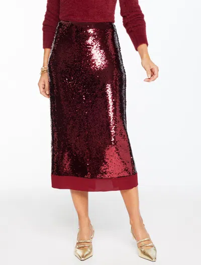 Talbots Plus Petite - Sequin Pencil Skirt - Red Wine - 22  In Burgundy