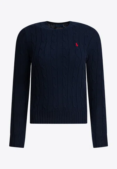 Polo Ralph Lauren Cable-knit Logo Sweater In Blue