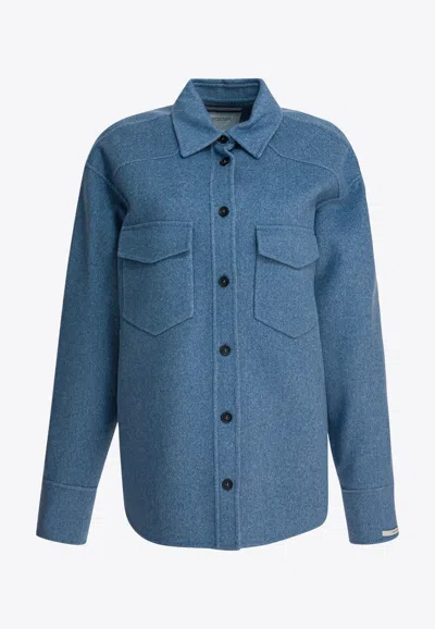 Sportmax Virgin Wool Overshirt Jacket Jackets And Coats Light Blue In Blue