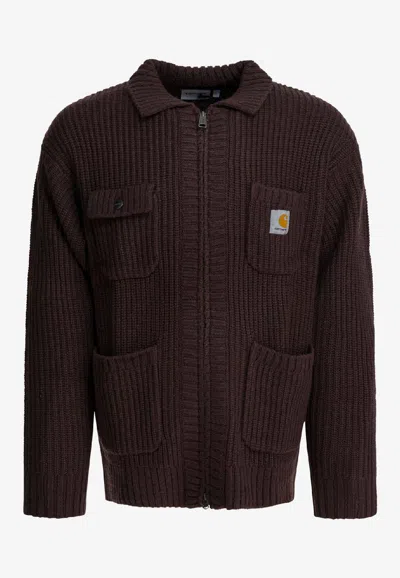 Carhartt Chore Wool-blend Knit Cardigan In Brown