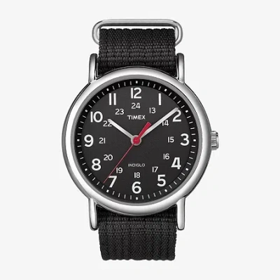 Timex Weekender Black Fabric Strap Watch T2n647 In Black