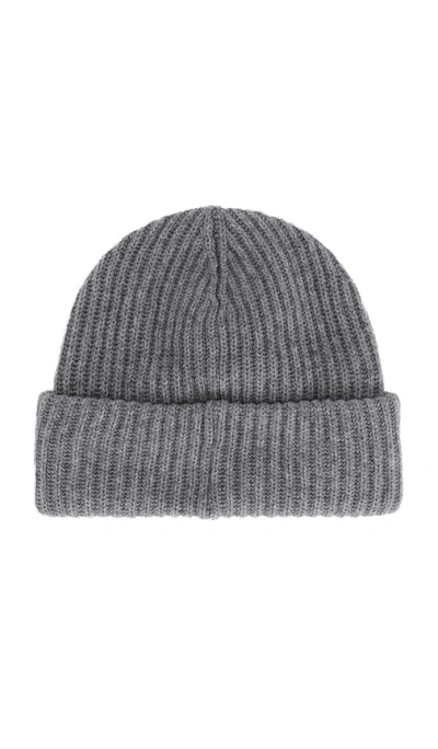 Ganni Womens Logo-patch Wool-blend Beanie Hat Paloma Melange In Gray