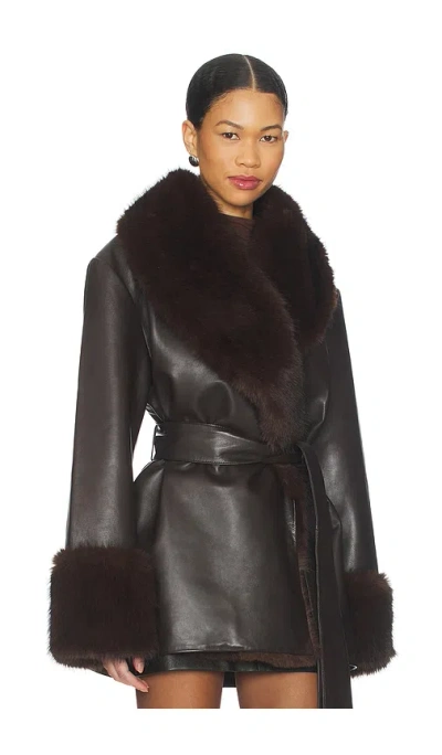 Ser.o.ya Daly Leather Coat In Black