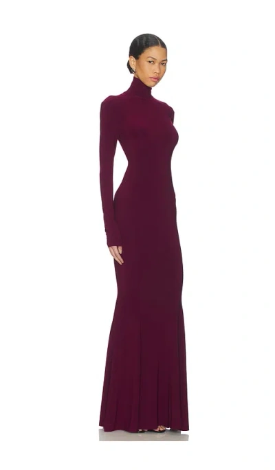 Norma Kamali Long Sleeve Turtle Fishtail Gown In Purple