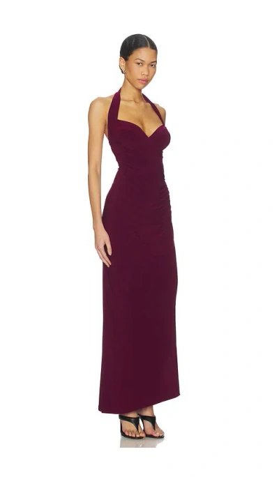 Norma Kamali X Revolve Halter Sweetheart Side Drape Gown In Purple