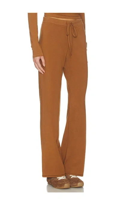 Skims Cotton Jersey Straight Leg Pant In Brown