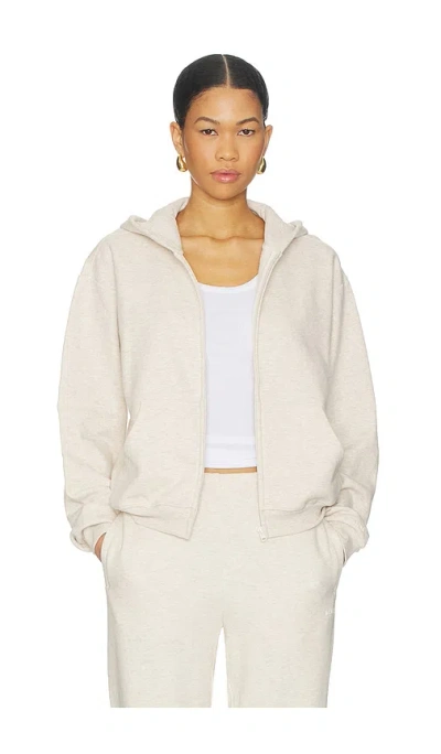 Skims Cotton Fleece Classic Zip Up Hoodie In Neutral