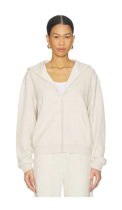 Skims Cotton Fleece Classic Zip Up Hoodie In Neutral