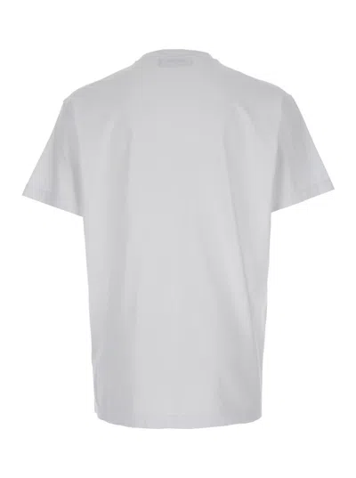 Dsquared2 White Crewneck T-shirt With Maxi Logo Print On The Front In Cotton Man