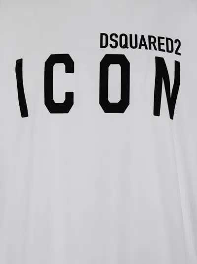 Dsquared2 White Crewneck T-shirt With Maxi Logo Print On The Front In Cotton Man