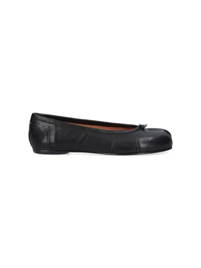 Maison Margiela Leather Tabi Ballet Flats In Black