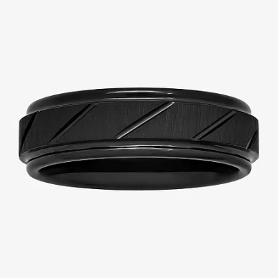 Modern Bride Mens 7mm Tungsten Wedding Band In Black