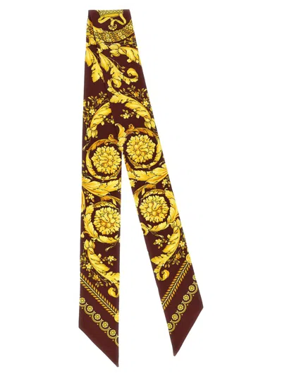 Versace Bordeaux Barocco Print Bandana Scarf In Red
