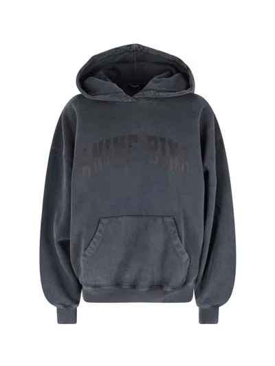 Anine Bing Oversized Grey Sweatshirt With Bold Branding And Relaxed Fit In Gray