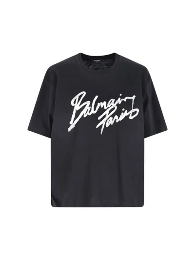 Balmain T Shirts Black In Black