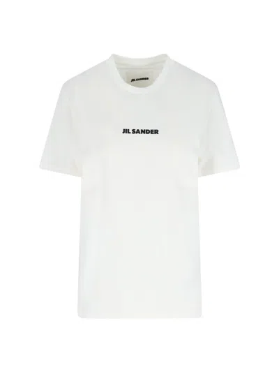 Jil Sander Short-sleeve T-shirt With Centered Logo Detail In White