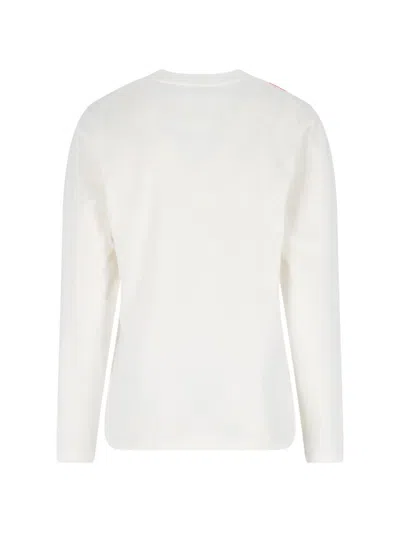 Jil Sander Crew Neck Long Sleeve Boxy Fit Printed Logo Sweatshirt In White