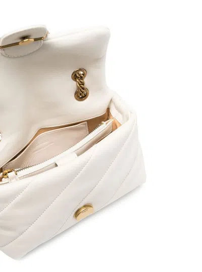 Pinko 'love Classic Puff' White Shoulder Bag With Diagonal Maxi Quilting In Leather Woman  In White