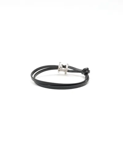 Celine Céline Triomphe Bracelet Leather In Black