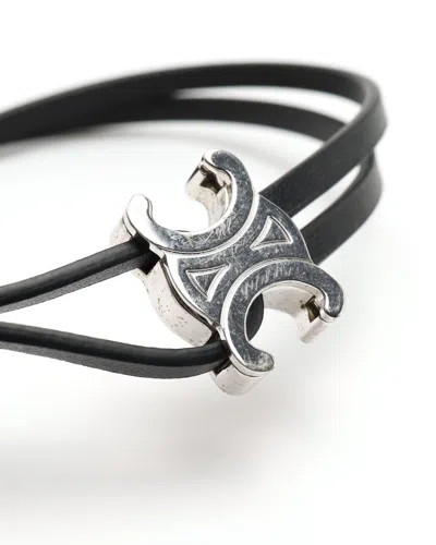 Celine Céline Triomphe Bracelet Leather In Black