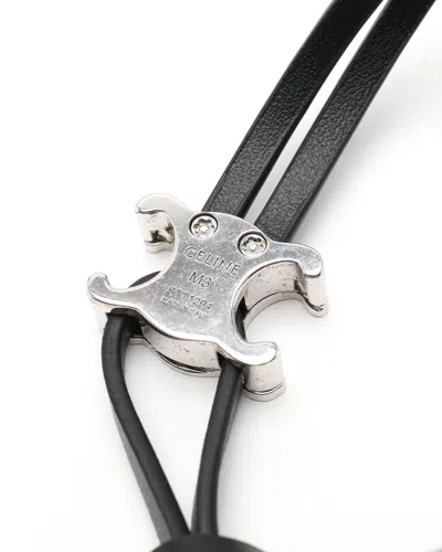Celine Céline Triomphe Bracelet Leather In Black