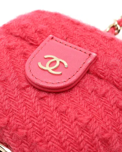 Pre-owned Chanel Tweed Airpods Pro Case In Pink