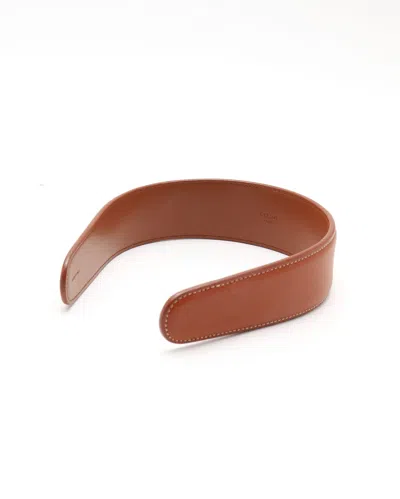 Celine Céline Triomphe Headband In Calfskin In Brown