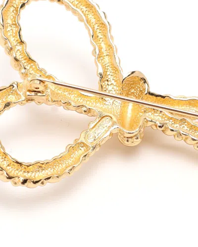 Dior Christian  Ribbon Brooch In Gold