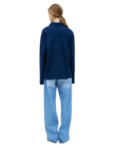 The Row Basic Cotton Polo In Blue