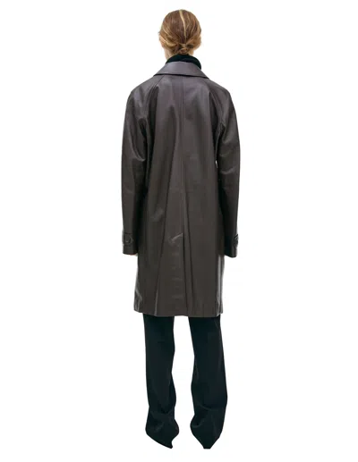 The Row Brown Leather Coat In Brown